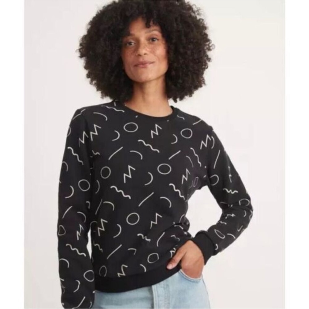 Marine Layer Anytime Sweatshirt in Black Noodle Print